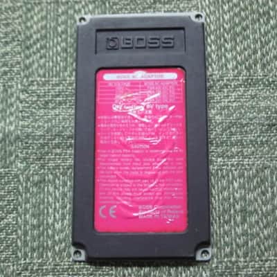 used genuine Boss Pink Label Taiwan Bottom Plate MISSING Serial Number (from 1998) - Pink Bottom Label, silver text / graphic, silver metal bottom plate (was originally from a BF-2 pedal) NO pedal / NO other items / NO screws image 3
