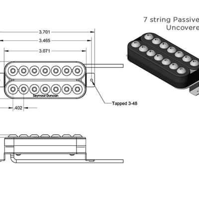 Seymour Duncan Invader 7 String Passive Mount Humbucker set - black image 3