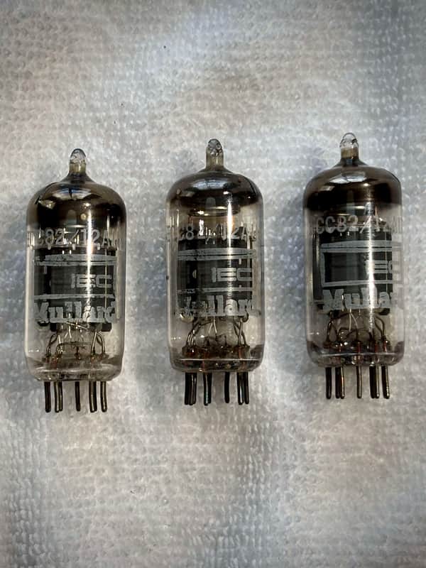 Mullard 12AU7 Set of (3) Vacuum Tubes Circa-1960s-Glass image 1