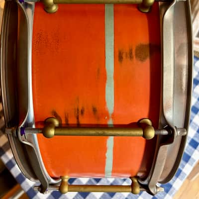 Custom-Homemade 6” x 14” Snare Drum Early 2000s - Satin retro salmon pink painted image 7