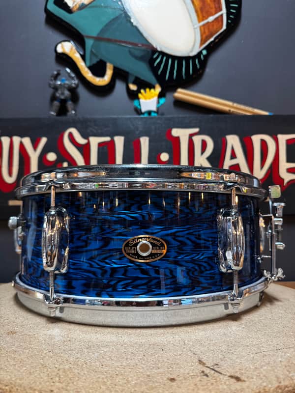 Slingerland No. 161 Deluxe Student Model 5.5x14" 6-Lug Snare Drum with Stick-Saver Hoops 1964 - 1976 - Blue Agate Pearl image 1