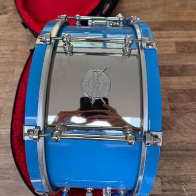 Dunnett  Classic 14” x 6.5” Carbo Steel Snare Drum – Cera Blue – Polished Chrome Hardware image 5