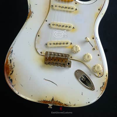 Fender Stratocaster Artist Series Jimi Hendrix Olympic White with Custom Hardcase Heavy Aged Relic image 10