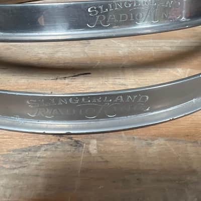Pair of 12" Slingerland Radio king hoops - single flange 40s-50s - Nickel image 2