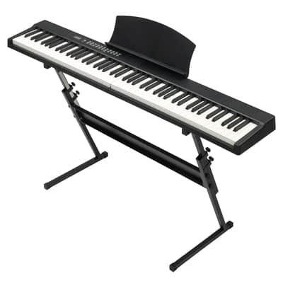 Ukscs 88 Key Magnetic Connection Piano Semi-Weighted Standard Digital Piano with Stand, MIDI Bluetooth, Handbag，Headphone，for Piano Lover Black color image 3