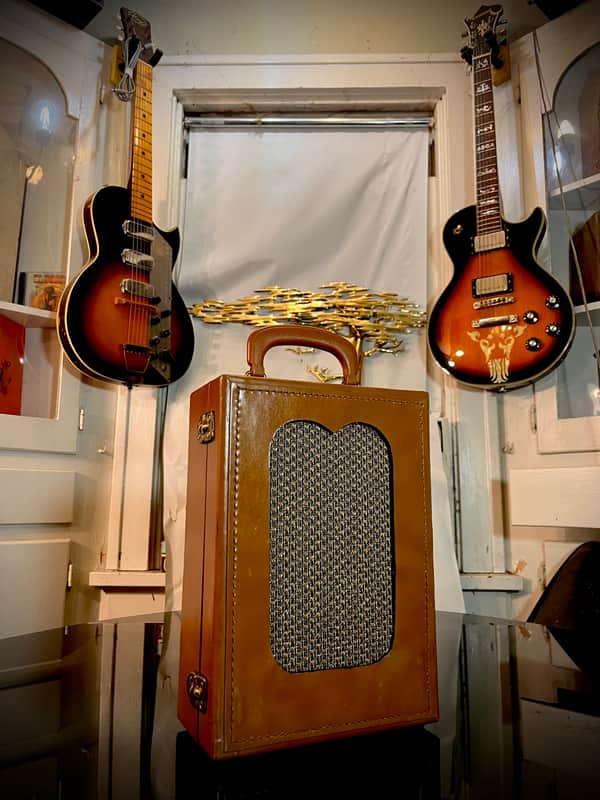 Rotary Connection  Mini portable 1x8 guitar speaker cab! Built inside carry case. Vintage 8 ohm speaker. Switchcraft jack.  Vintage danelectro inspired.   2026 - Tan image 1