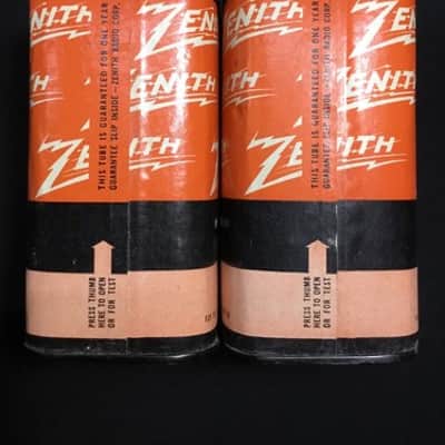 NOS PAIR ZENITH 12SC7 Vintage AUDIO AMP VACUUM TUBES USA Sealed Tins I.7731-D image 2