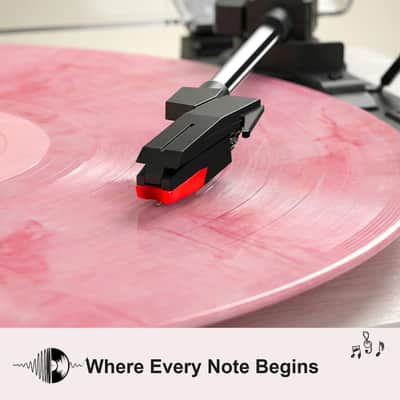 White Bluetooth Vinyl Record Player Turntable w/ Dual 30W Stereo Speakers 3-Speed RCA AUX image 6