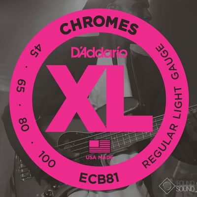 D'Addario ECB81 45-100 Regular Light Long Scale XL Chromes Flatwound Bass Strings image 1