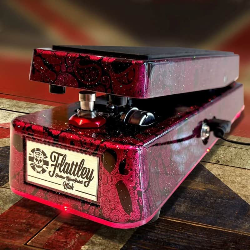 Flattley Guitar Pedal Guitar Candy Red Skulls – The Flattley Wah 10th Anniversary Edition image 1