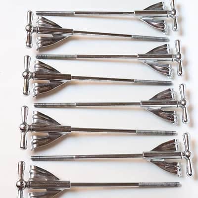 Set of (8) Ludwig "Bowtie" Tension Rods & Claws for Bass Drum, 6 1/8" length / 1960s image 1