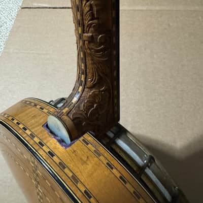 Vintage La Scala Grande Tenor Banjo w/ Original Case Ornate Inlays image 12