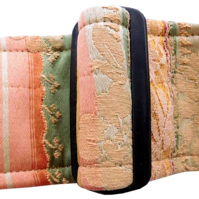 Near Vintage Handmade Guitar Strap Shades of Gold Sage Dusty Rose with Lace Inserts Limited Edition image 6