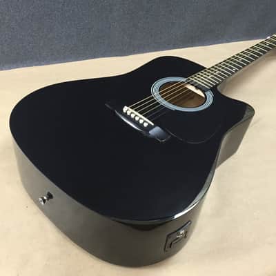 Squier by Fender SA-105CE Acoustic-Electric Guitar Black SA105 Pickup Fishman Preamp EQ Tuner image 8