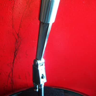 Vintage 1960's Claricon 38-504 dynamic Satin Chrome microphone w connector & desk stand Lafayette Olson Midland image 2
