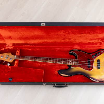 1966 Fender Jazz Bass Sunburst Padauk Fretboard Binding + Dots w/ Case image 25