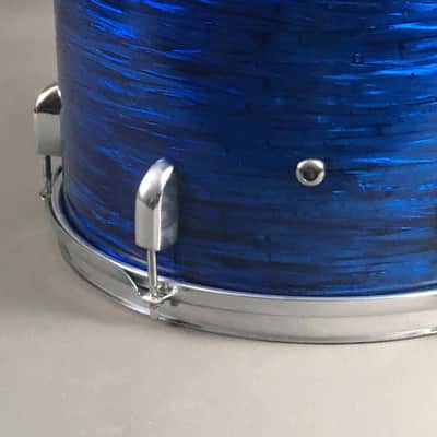 Custom Built Vintage 11x13” Power Tom Drum New Blue Oyster Pearl Wrap Chrome Lugs Aquarian Restored in USA image 2