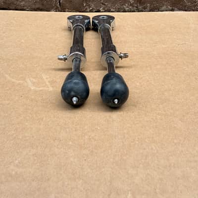 Unbranded Bass Drum Spurs / Bass Drum Legs Pair Chrome Adjustable w/ Rubber Feet AS-IS image 3