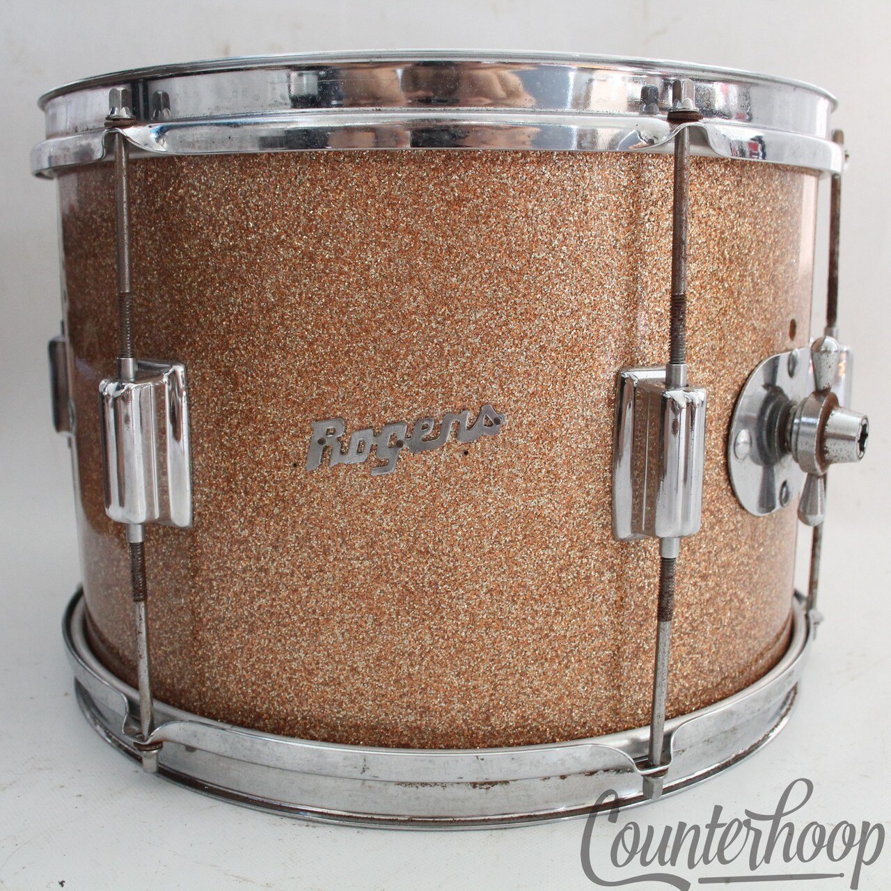 Rogers 13x9"Champagne Sparkle Cleveland Tower Model Tom Drum Vintage Ohio PreCBS — main photograph