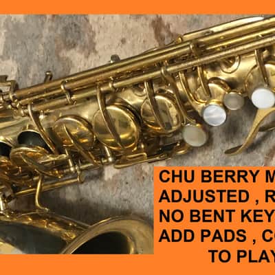 " THE CABIN " GOLD PLATE / SILVER HI-LITES STENBERG PORTRAIT C. G. CONN 1925 CHU BERRY ALTO SAXOPHONE REPAD READY FREE SHIP image 9