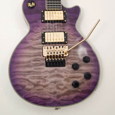 Agile AL-3200MCC Multi-Radius Purple Black Quilt Electric Guitar with Binding and Floyd Rose Bridge image 2