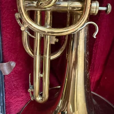 Olds and Sons brand Mellophone, with case and mouthpiece, Made in USA image 7
