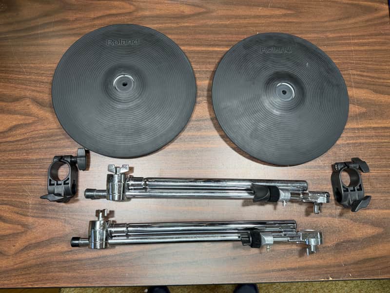 2 Pack - Roland CY-12C Dual-Trigger V-Cymbal V-Drum w/Boom Cymbal Arms & Clamps image 1