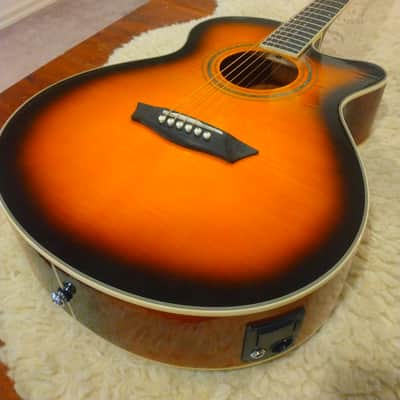 Washburn 2018 EA15ATB-A Mini-Jumbo Tobacco Burst Acoustic Electric w/Roadrunner HSC image 3