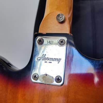 Taiwan made1970s Harmony 1401 Sunburst color electric guitar tremolo bridge p90 single coil image 9