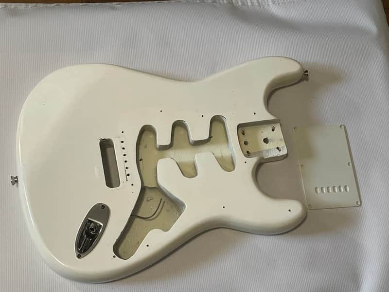 1980's Korean Kramer ZX30 White Stratocaster Plywood Guitar Body 2 Post Tremolo image 1