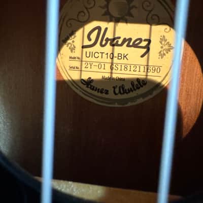 Ibanez UICT10-BK Iceman Concert Ukulele 2019 - Present - Black image 3