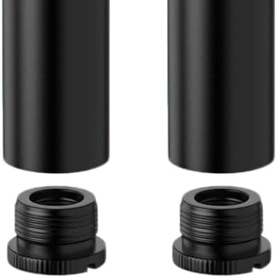 Mic Stand Extension Tube 5/8 Inch Microphone Extension Pipe Screw Boom Tubes Mic Extension Rod Aluminum Alloy for Desk Stand Arm Boom Stand with 3/8 Metal Adapters- Black image 1