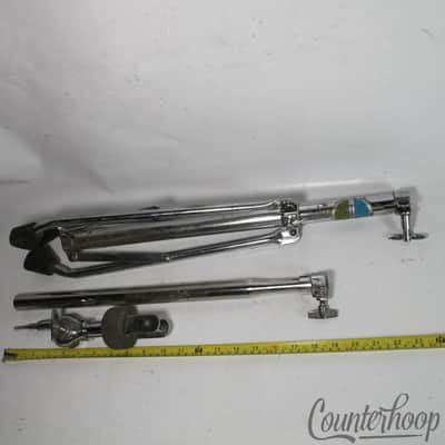 Ludwig 70s Double-Tom Drum Clip Mount Tube-Leg Tripod Blue/Olive Hercules Chrome image 6
