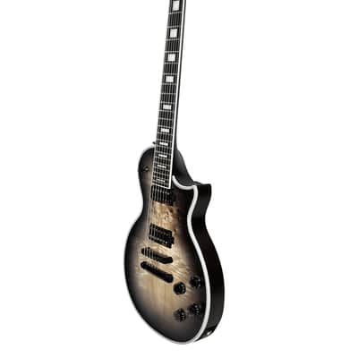 10S GF Modern 7 String Poplar Burl Single Cut Electric Guitar Open Core Black Burst Matte image 9