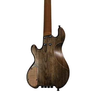 SKS Black Rhino Short Scale 24.5 inches Handmade Headless Electric Bass Guitar Oil Grey image 3