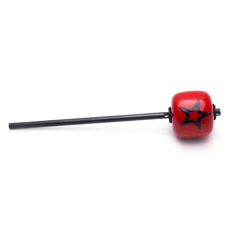 Danmar Red Wood Ball Bass Drum Beater, Black Shaft Black Star image 1