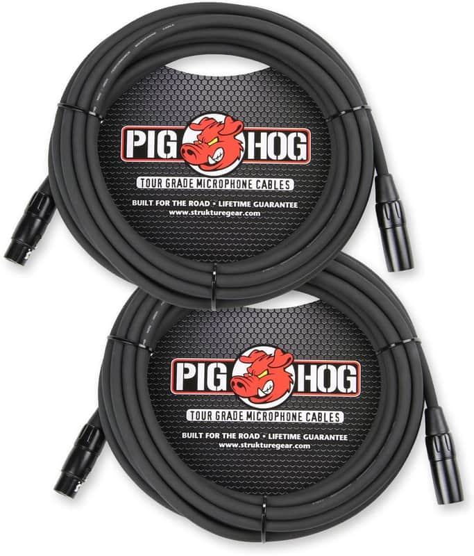 Pig Hog PHM20 (2-Pack Bundle) High Performance 8mm XLR Microphone Cable, 20 Feet PHM 20 image 1