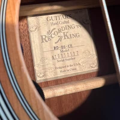 Recording King RD-06-CE 06 Series Solid Top Cutaway Dreadnought with Pickup 2010s - Natural Gloss image 9