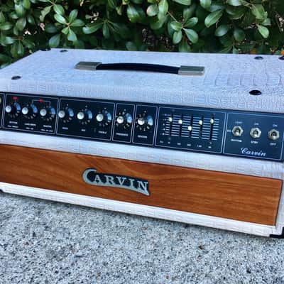 Carvin X100 1985 Custom Albino gator/mahogany image 3