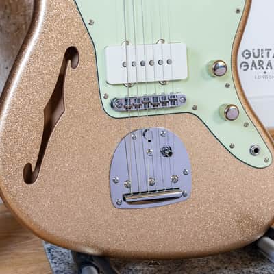 Fender USA Strat neck on a Custom Jazzmaster Thinline offset body Champagne Sparkle Fender USA pickups 4-way wiring Gotoh bridge - unique! image 5