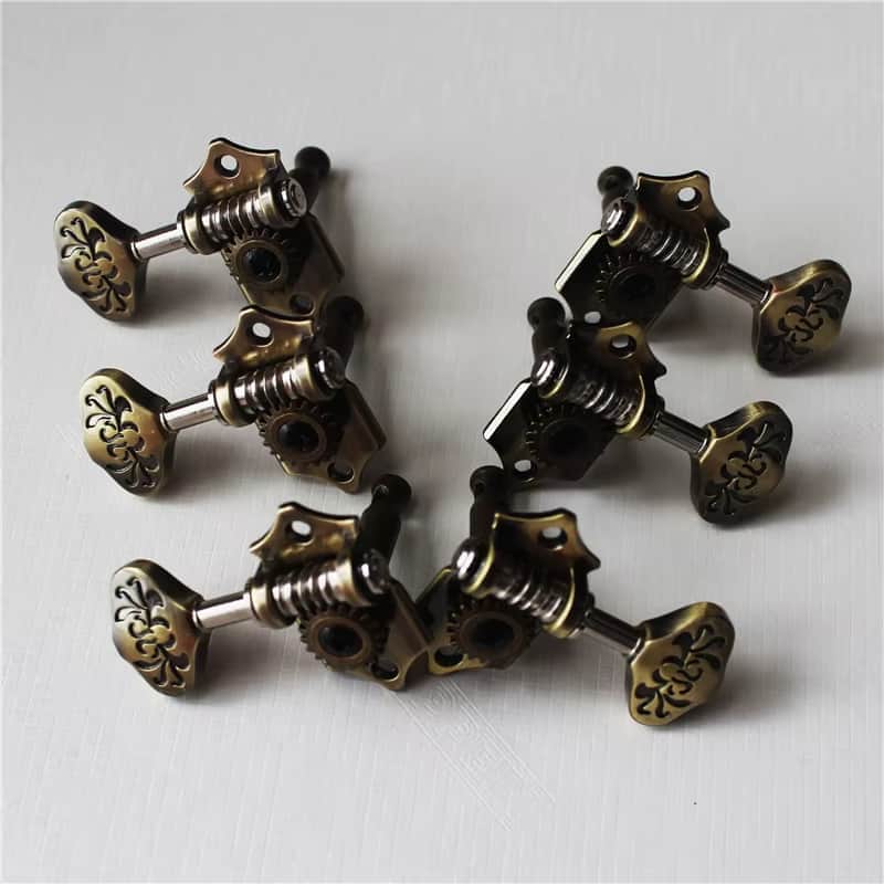 Bronze 3R3L Open Gear Guitar Machine Heads Engraved Tuning Pegs image 1