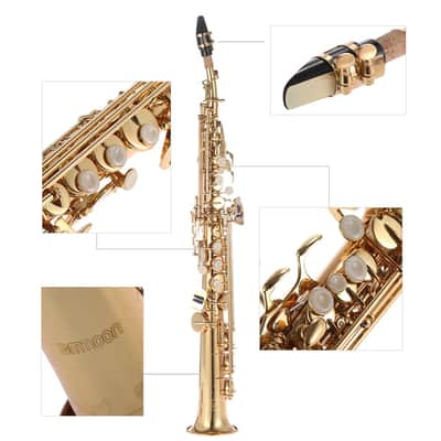 Brass Straight Soprano Bb B Flat Sax Saxophone image 3