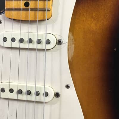LEFTY! Fender American Vintage ‘57 Reissue Strat Ash Clapton Brownie Tribute Stratocaster Custom Relic Nitro 7.6 Lb HSC image 13