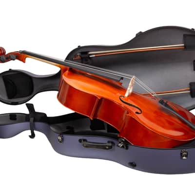 Crossrock Ultra Carbon Fiber Case fits 4/4 Full Size Cello, Super lightweight as 6 lb, with Protective Cover, TSA Lock -Woad Blue image 2
