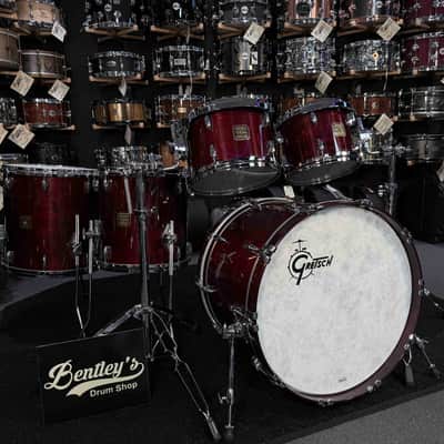 ~BENTLEY'S EXCLUSIVE~ Gretsch USA Custom 5-Piece 10/12/14/16/22 Drum Kit Set in Walnut Gloss Lacquer with Square Badges image 2
