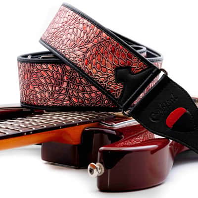 RightOn! Straps Alien Guitar Strap w/ Glittering Design - Red