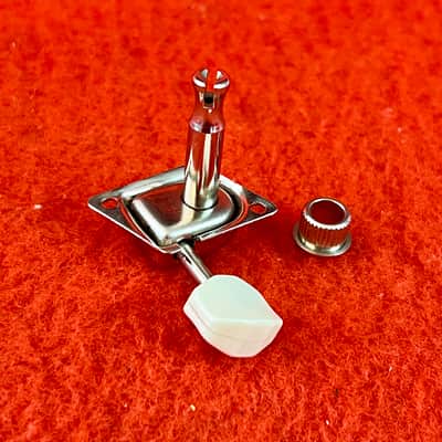 NOS Fender F logo guitar tuner 1966 - Chrome white plastic button original vintage USA image 2