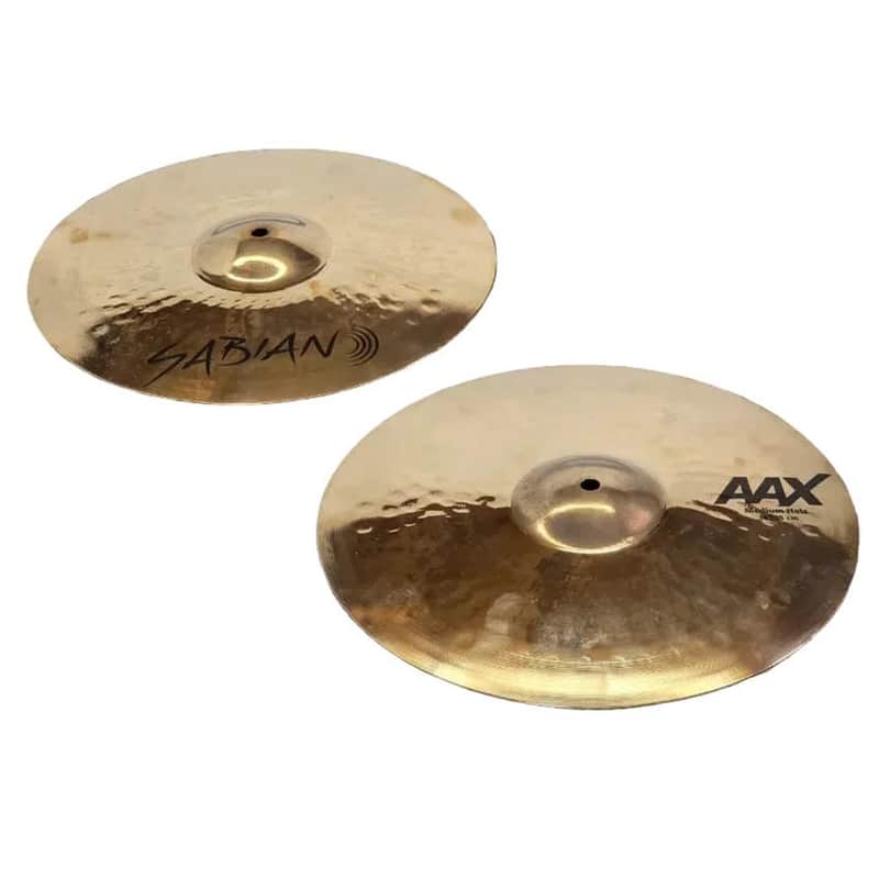 Used Sabian AAX Brilliant Medium Hi Hat Cymbals 14" - Very Good image 1
