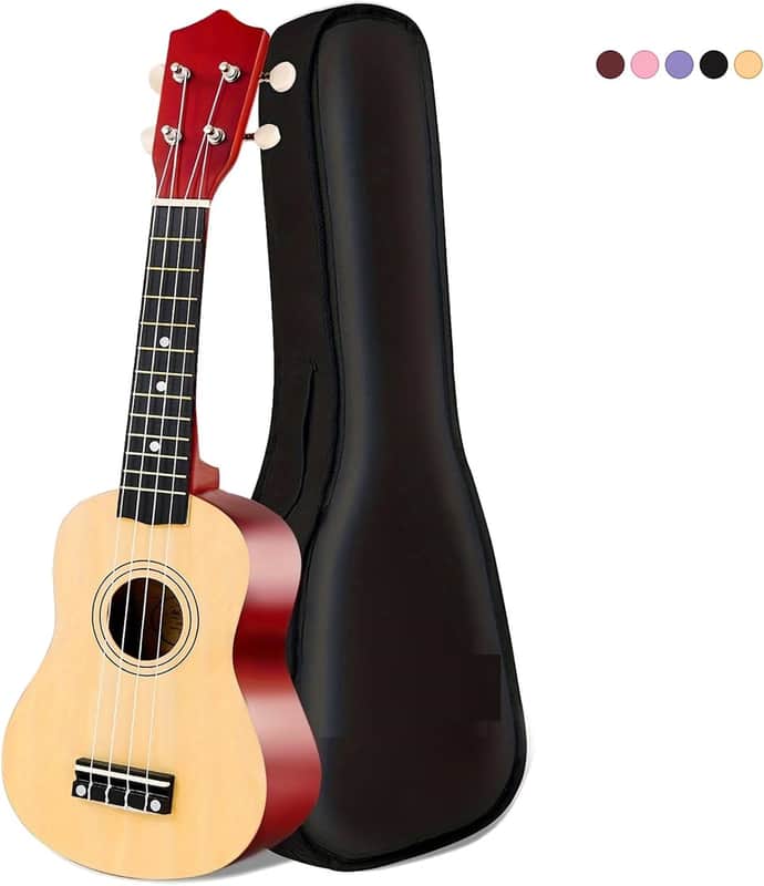 Ukulele for Beginners, Soprano Ukuleles Beginner Kit, Mini Guitar Travel Bundle with Gig Bag Strap Picks Nylon Strings Solid Wood Uke Gift (Natural Wood) image 1