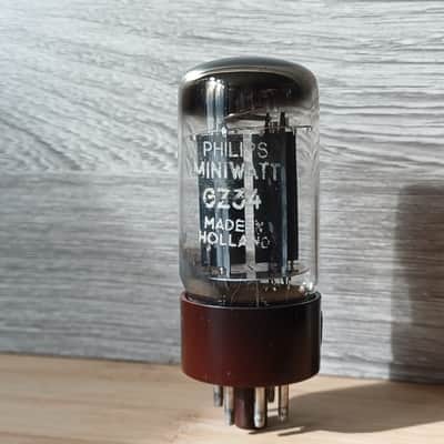 Ultra rare 1959  "A"NOS PHILIPS AMPEREX  GZ34 5AR4 double D GETTER f33 SMOOTH PLATE from SITTARD made ! PERFECT  balance super strong  Miniwatt label like Mullard image 2